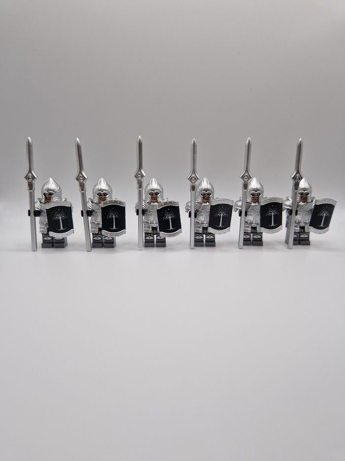 Figurines type lego 6 guerriers de minas tirith du gondor seigneur des anneaux / hobbit - photo numéro 2