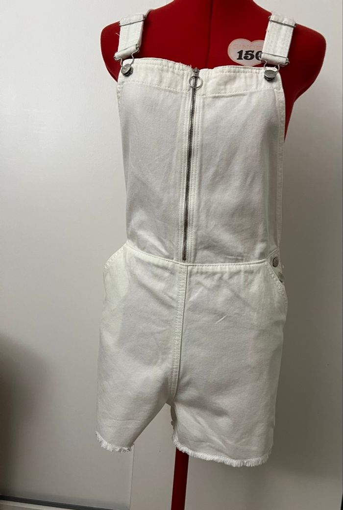 Salopette short en jean blanc Lola - photo numéro 2