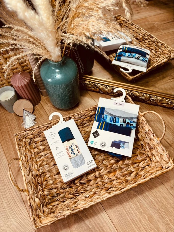 Taille 8-10 ans lot de caleçons garçon Tex bleu gris Neufs 💙