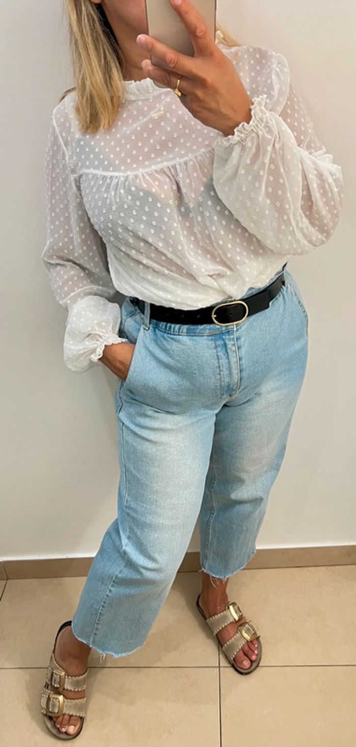 🤍 Blouse blanche plumetis romantique – Armonias Taille M - photo numéro 3