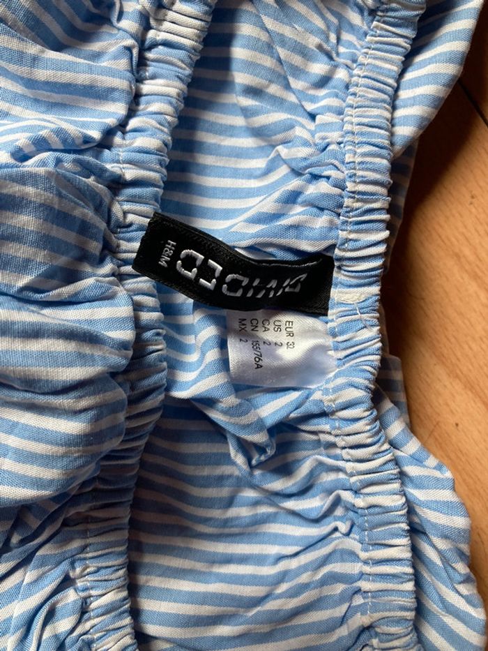 Blouse bleue et blanche divided H&M taille 32 ou XXS - photo numéro 2