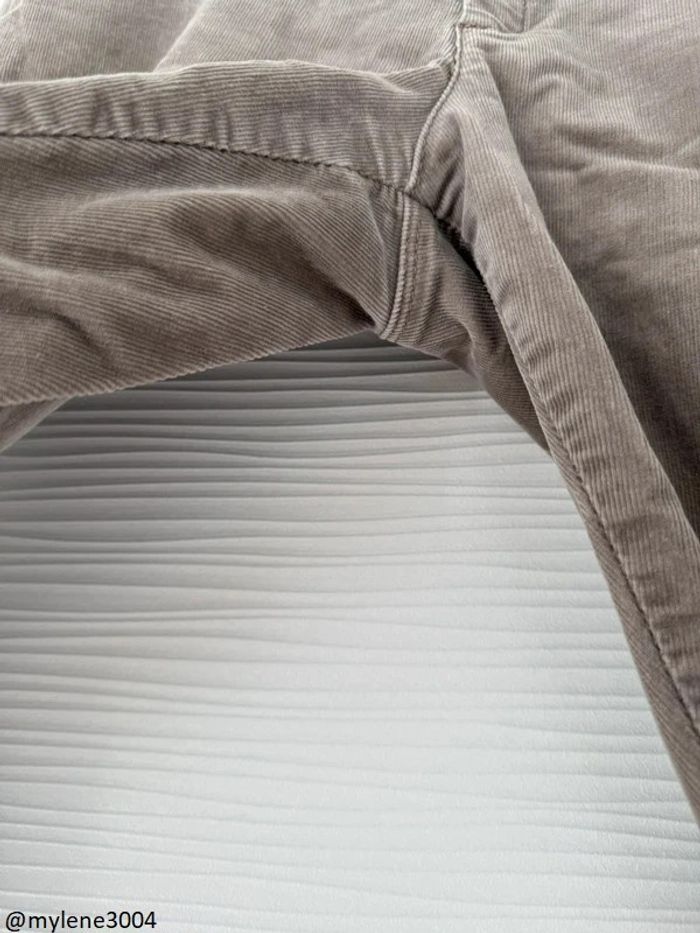 Pantalon slim skinny droit en velours beige gris clair - photo numéro 5