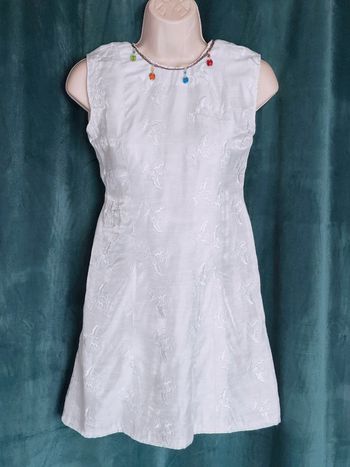 Robe dos nu cérémonie blanc perle multicolore vintage 🇫🇷 Fabrication Artisanale - 30/XXXS à 32/XXS