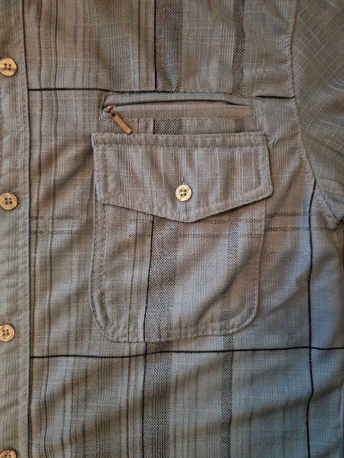 Chemise manche courte bleu à liseré - photo numéro 2