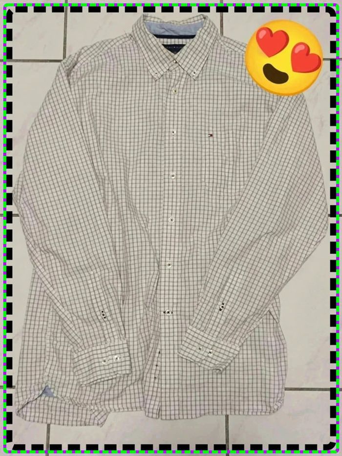 Chemise Tommy Hilfiger L vintage Y2K à carreaux logo brodé - photo numéro 3