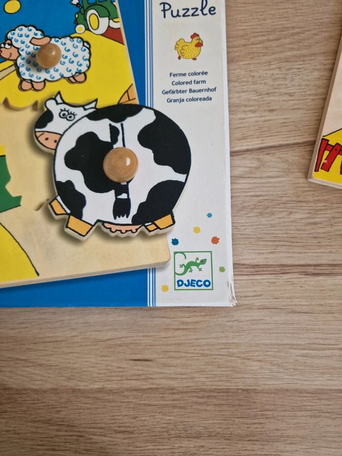 Puzzle Djeco avec boîte Ferme colorée, poules, lapin, vache, mouton, cochon. - photo numéro 6
