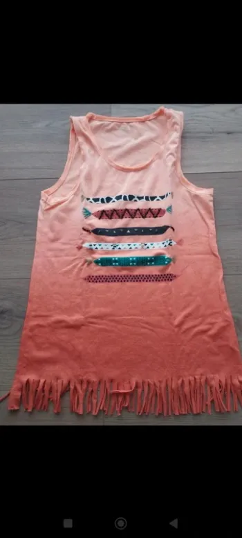 Débardeur à franges corail Gémo 12 ans