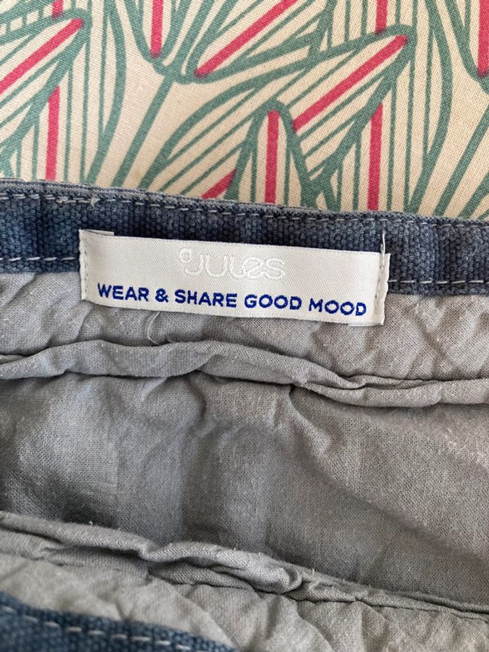 Bermuda bleu clair en toile à rayures Jules Taille 46 - photo numéro 3