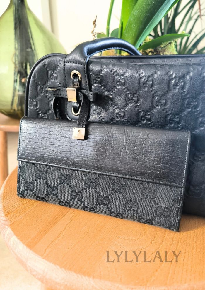 Portefeuille Gucci authentique GG monogram noir & cuir – Made in Italy - photo numéro 3