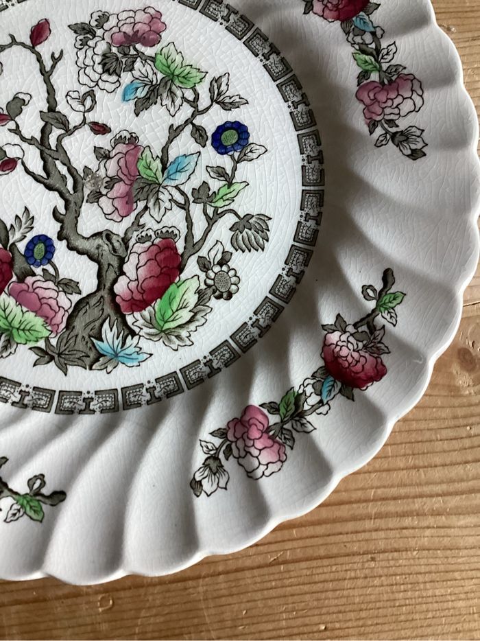 assiette plate colorée à la main arbre indien Myott Staffordshire - photo numéro 4