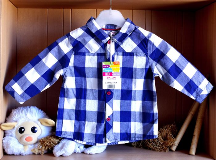 DPAM - NEW - ENSEMBLE 2P BÉBÉ GARÇON IMPRIMÉ VICHY & BRODERIES FANTAISIES 6M - photo numéro 9