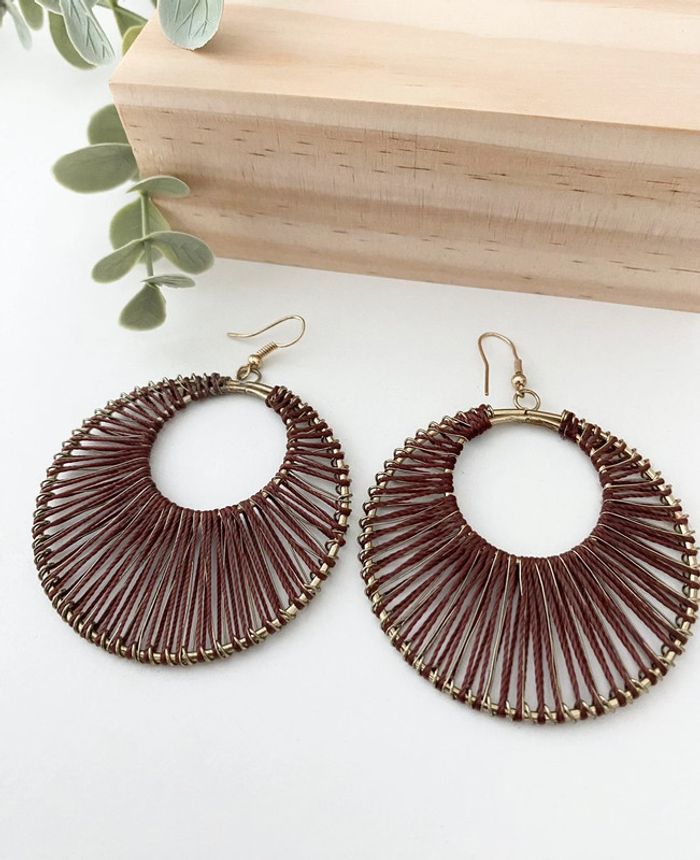 Lot 2 paires boucles d’oreilles 🤎 fils et bois 🤎 excellent état - photo numéro 5