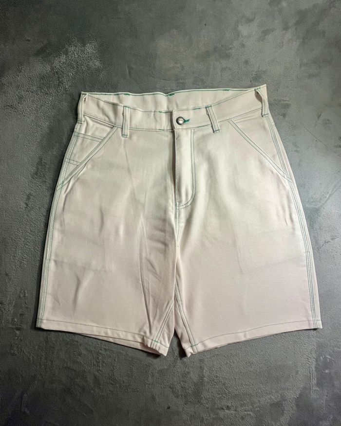 Short/Jort Stussy White Embroidered Green Forest Big Logo Back – Taille M - photo numéro 5