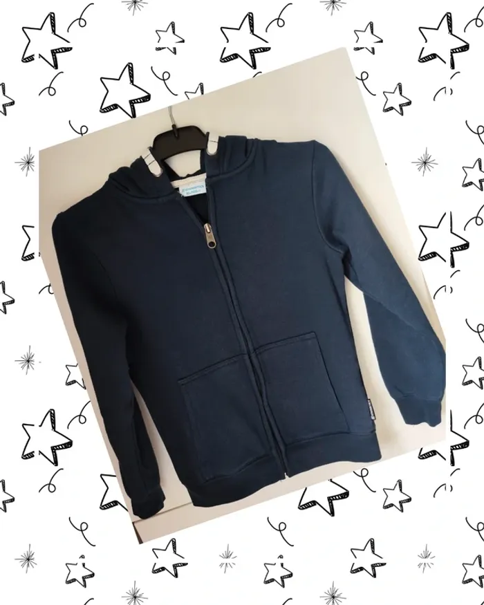 🧥 Gilet zippé bleu marine garçon – Taille 10 ans – Bon état