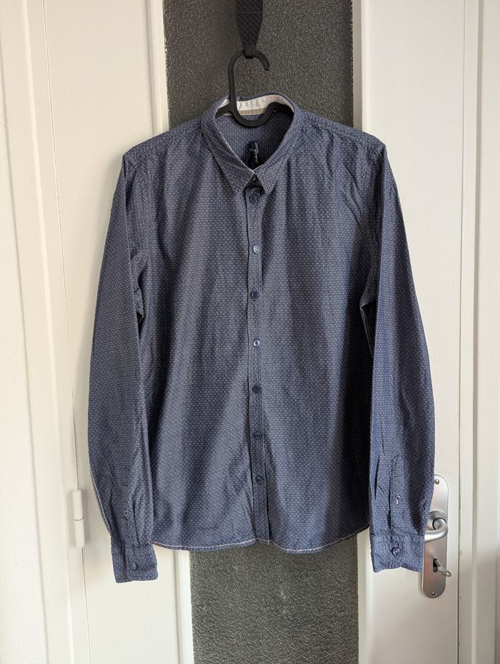 Chemise saint james bleu à pois en coton taille 42 xl - photo numéro 2
