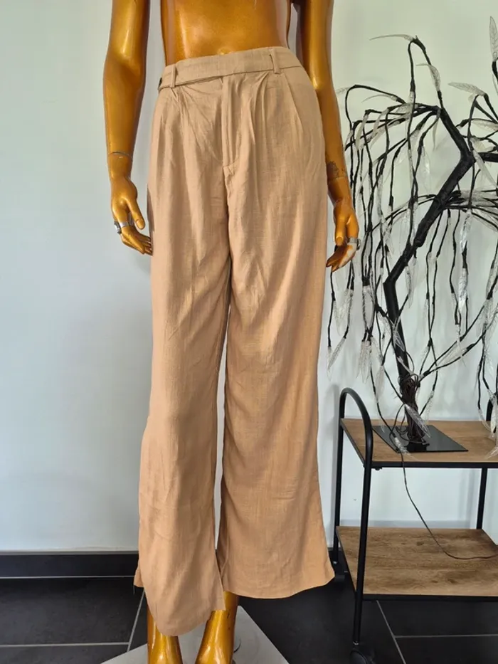 Pantalon Large Beige Femme Taille M/38