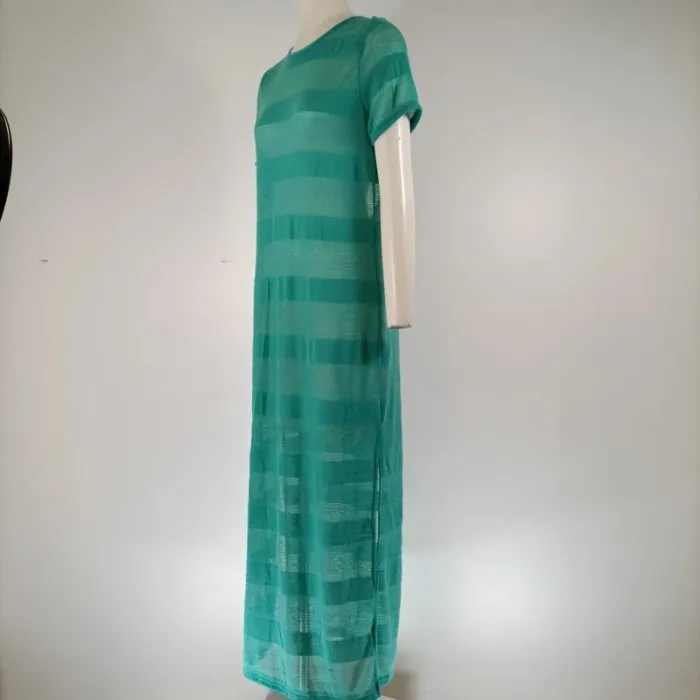 Robe longue bleue turquoise verte ajourée avec dos nu - robe de plage Taille 38 - A135 - photo numéro 3