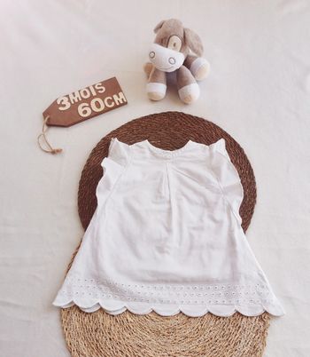 Robe 👣 de cérémonie, blanche, boîte à malices, 3mois