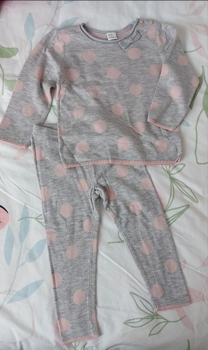 Ensemble en maille "H&M", gris clair et rose