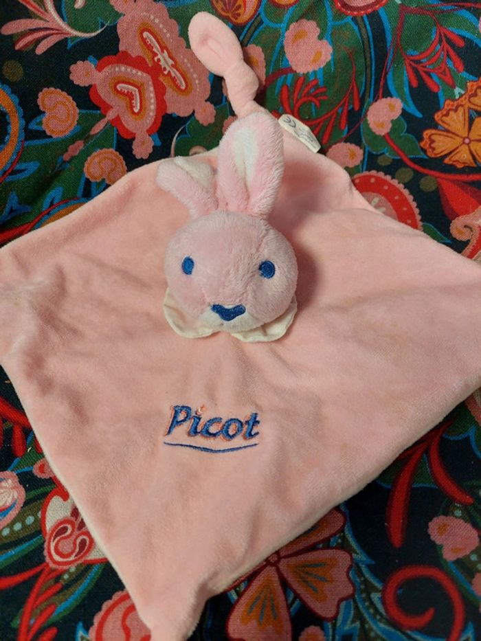 Picot - doudou plat lapin rose - photo numéro 2