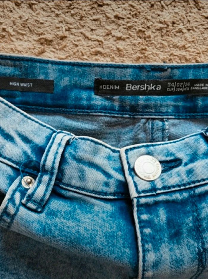 Jean skinny bleu effet neige Bershka XS 34 - photo numéro 9