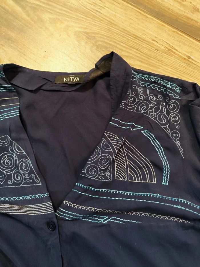 Robe chemise bleu longueur 86 cm Nitya Taille 40/42 - photo numéro 3