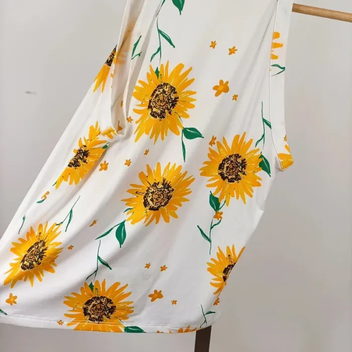 Débardeur blanc imprimé tournesols CMT Collection dos nageur léger été taille M femme A1102 - photo numéro 8