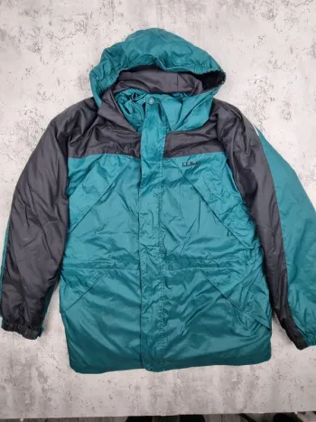 Doudoune à capuche L.L. Bean verte et noire – Taille XL (mesures en photos)
