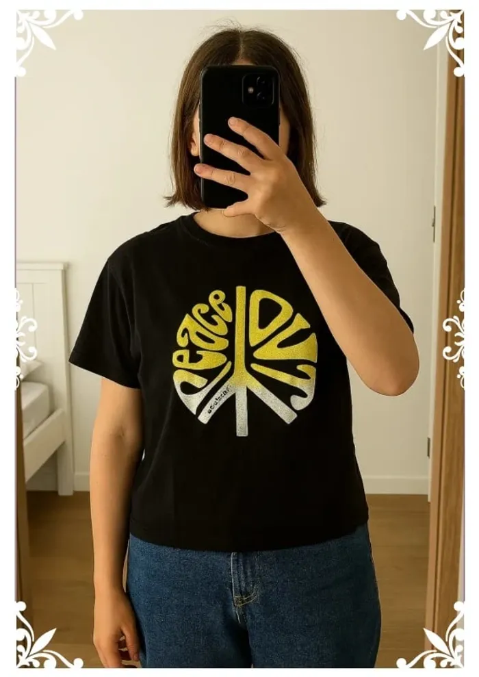 🖤 T-shirt noir imprimé Peace & Love 44 superdry 🖤 - photo numéro 2