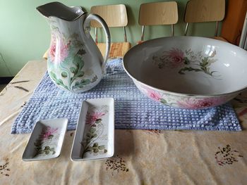 Nécessaire de toilette ancien porcelaine vintage