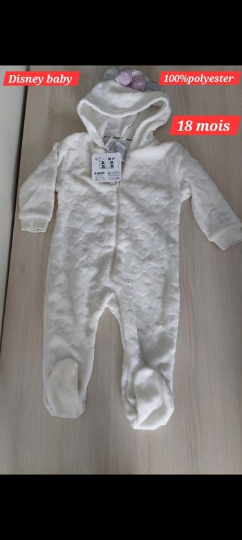 Grenouillère avec capuche blanche fille 18mois 