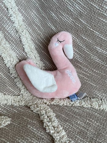 Peluche doudou 16cm dodie cygne oie oiseau rose et blanc très bon état