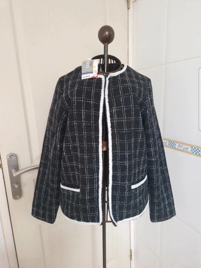 Neuf jolie veste blazer noir et blanc femme eldys taille M/38 - photo numéro 2