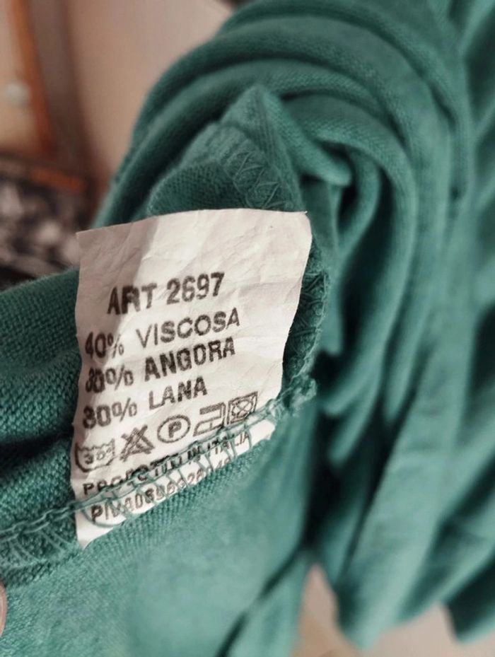 🌿Robe Volantée Vert d'Eau Angora & Laine Made in Italy T36/38🌿 - photo numéro 12