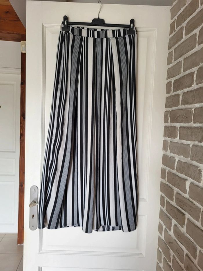 Pantalon ample et fluide à rayures blanc et noir H&M - photo numéro 7