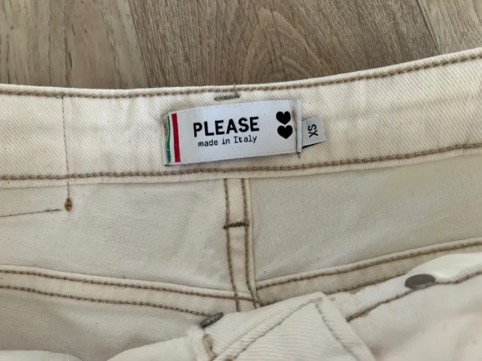 Please jean blanc, bas, frange, coupe droite taille XS - photo numéro 5