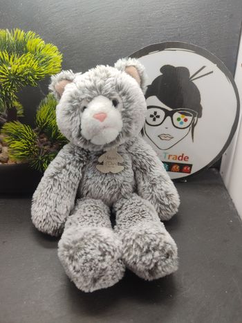 DD001779 peluche doudou chat histoire d'ours gris blanc ho3008 sweety mousse pm