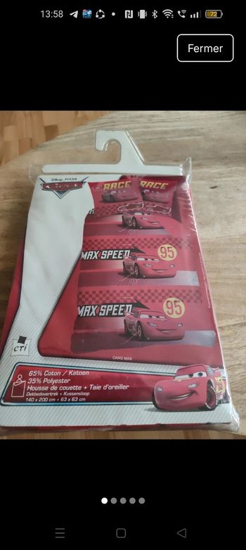 Parure housse de couette 1 personne Cars 
