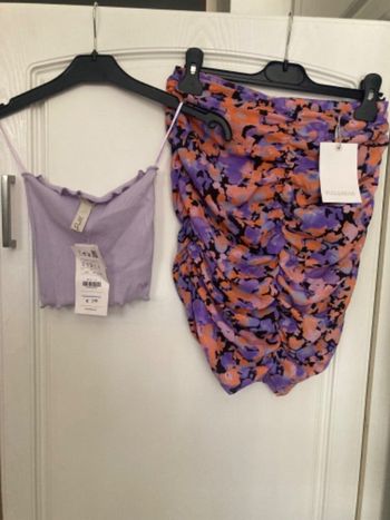 Ensemble jupe + crop top lila