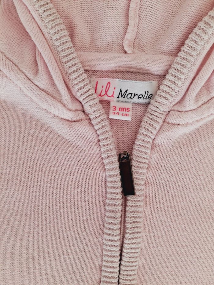 Gilet zippé à capuche 3 ans rose clair Lili Marelle - photo numéro 3