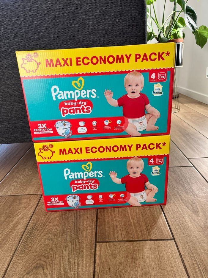 2 Packs Pampers Baby-Dry Pants Taille 4 Maxi Economy – 188 pants – Neufs scellés