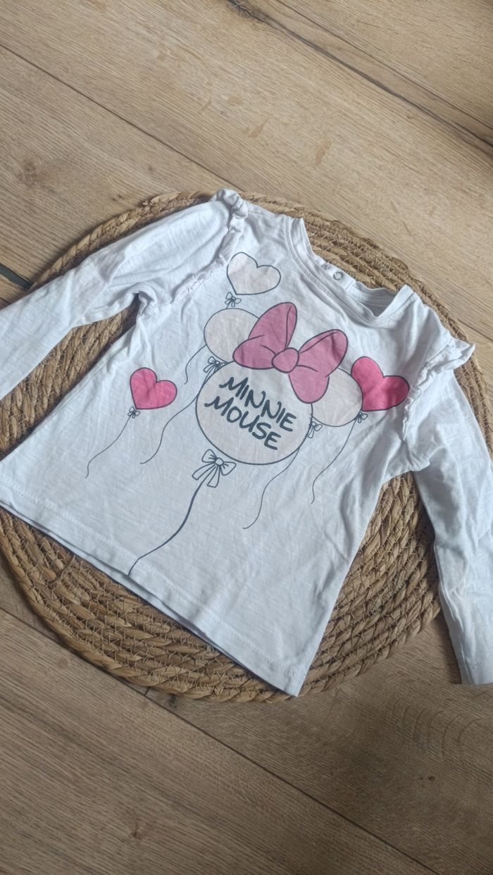 T-shirt manches longues Minnie blanc 18 mois disney - photo numéro 2