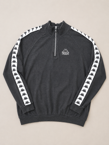 Sweat Kappa col zippé gris bandes logo taille YL