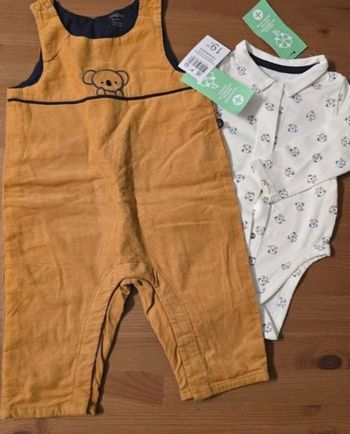 (Neufs non portés) 🏷🏷🥰💙 SUPERBE ensemble salopette et bodie ml 6 mois Garçon 💙🥰