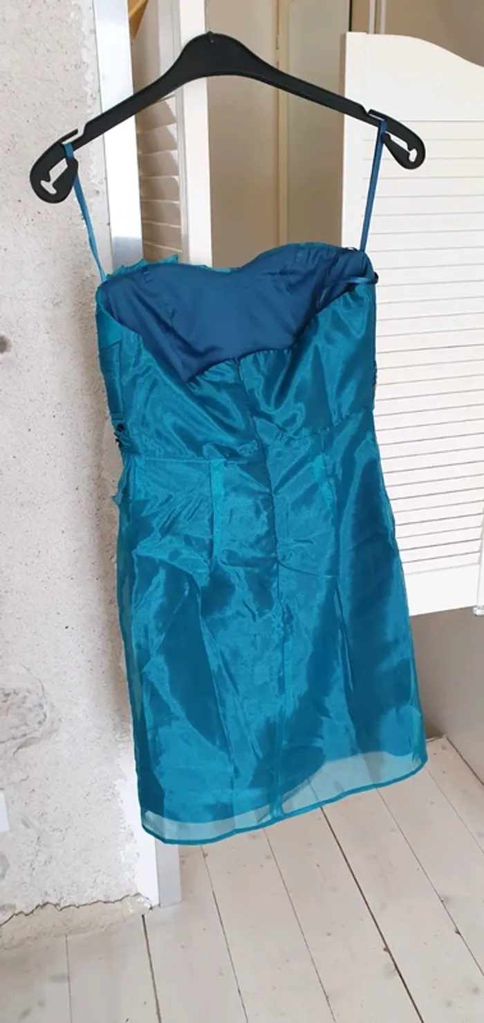 Robe cocktail bleu canard - photo numéro 2