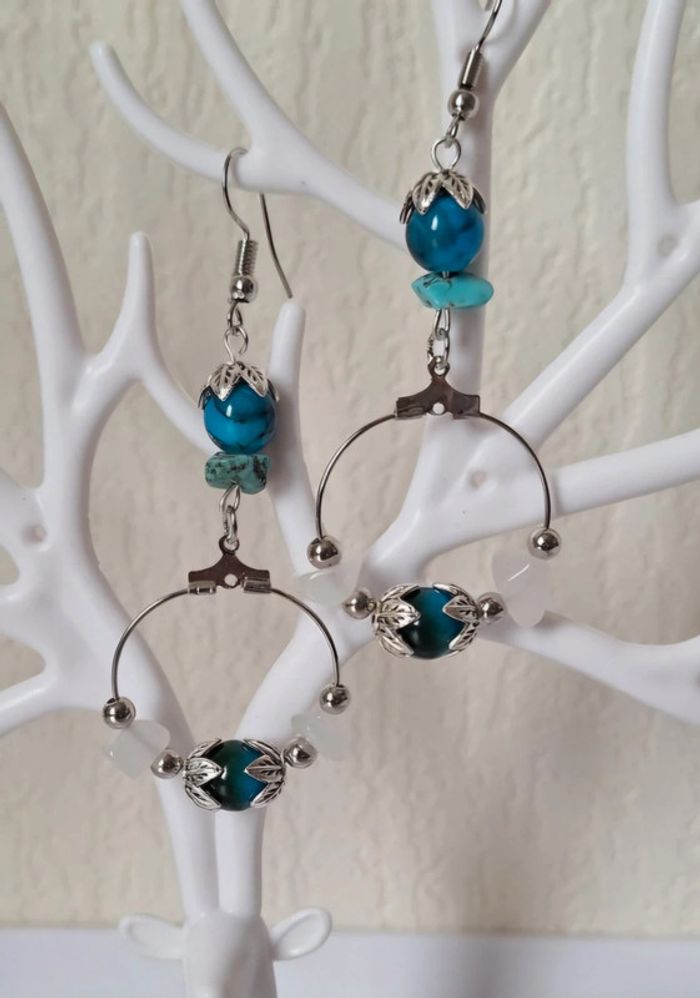 Boucles d'oreilles artisanales "Évasion Turquoise" - photo numéro 2