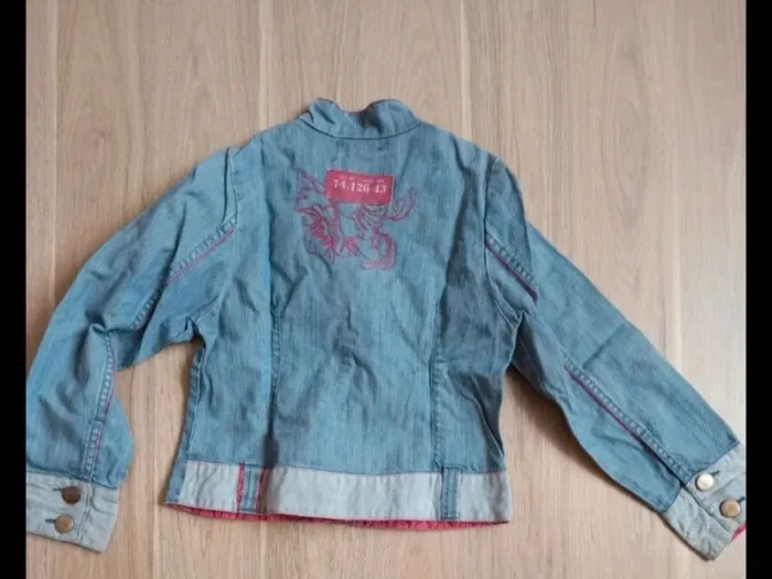 Veste en jean Kenzo 6 en broderie rose gros boutons - photo numéro 3