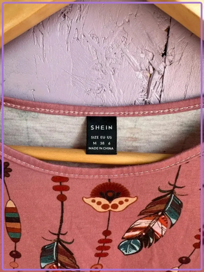 Débardeur Shein Rose Imprimé Plumes - photo numéro 3