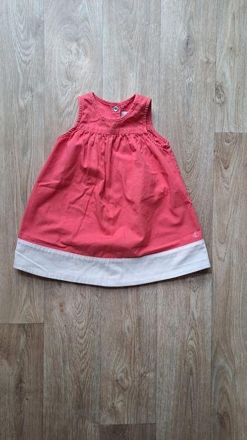 Robe Petit Bateau rose et blanche fille 12 mois