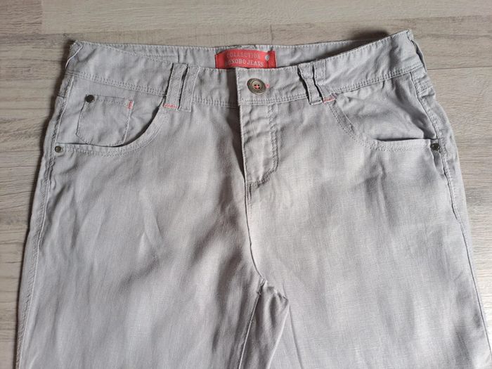 Pantalon détente bonobo taille 38 lin gris clair - photo numéro 3